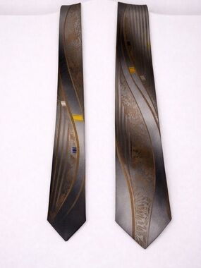 Andhurst Mens Tie Brown Gray Striped Abstract Pattern Classic Office Necktie